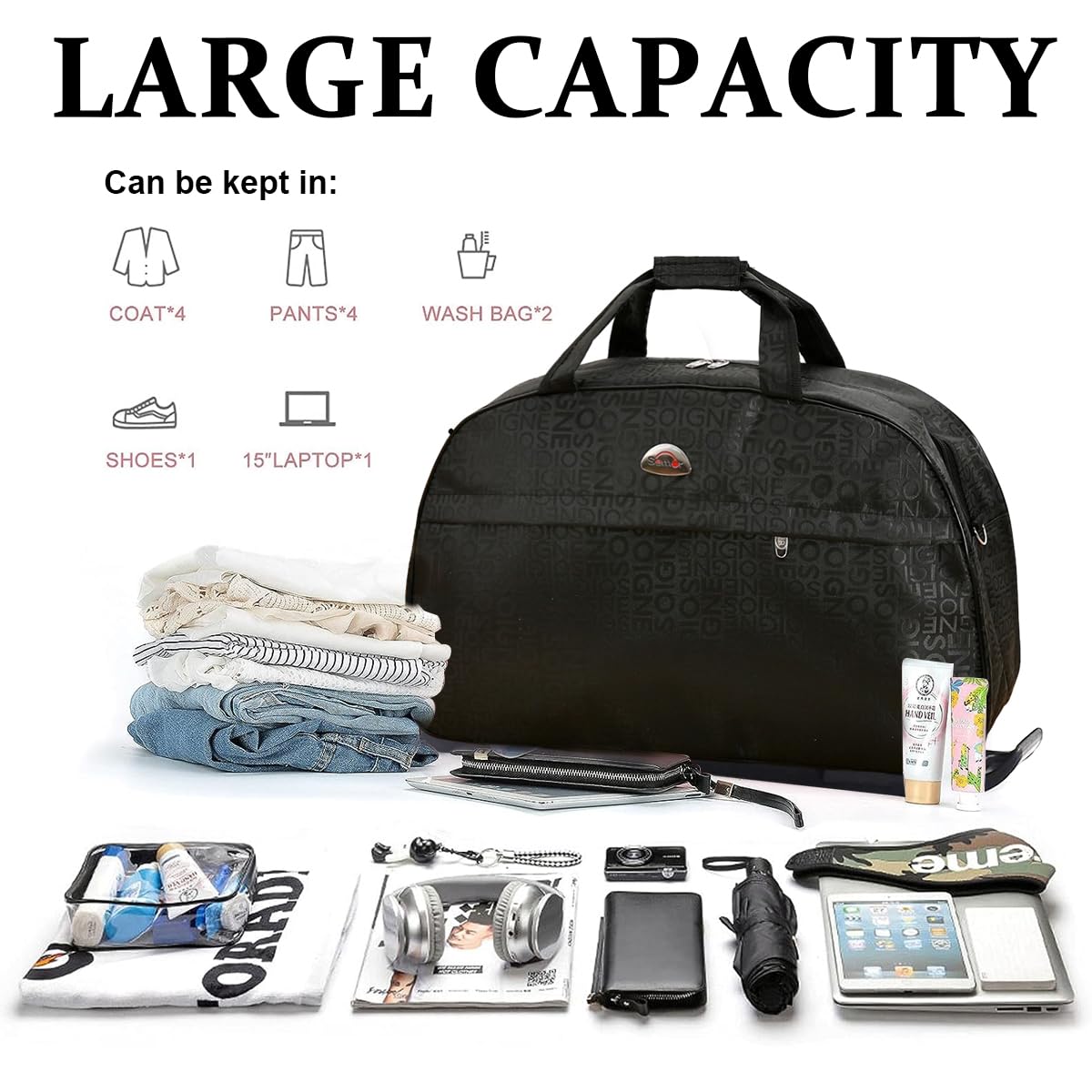 PALAY Large Travel Luggage Portable Wheeled Luggage with Handles Sturdy Polyester Travel Suitcase Carry-on Wheeled Duffel Bag Travel Roller Bag