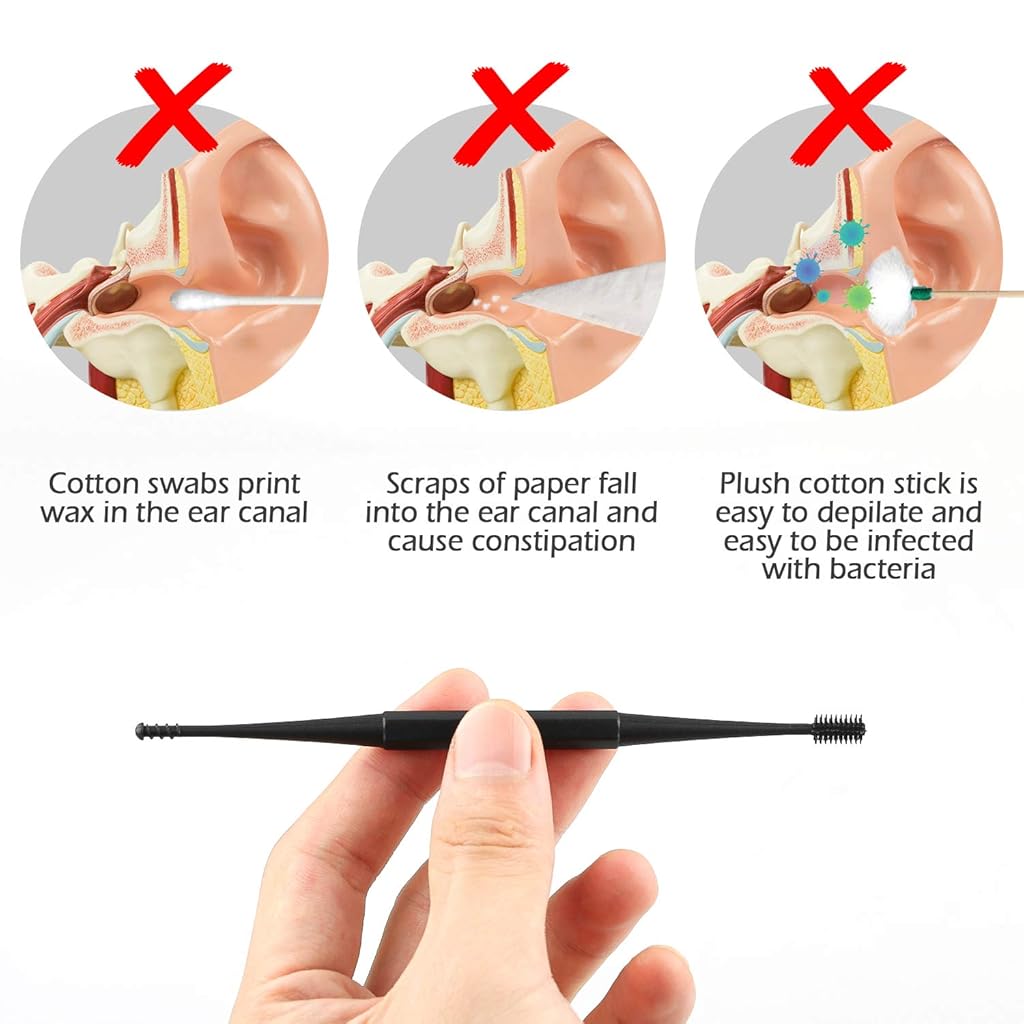 MAYCREATE 10PCS Ear Wax Cleaner Stainless Steel Ear Wax Remover Tool Kit Grade Stainless Steel Ear Pick Tools for Adults and Kids Ears Cleaning(Batteries Included)