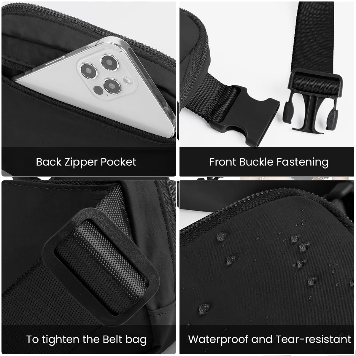 GUSTAVE Mini Waist Bag for Men & Women, Square Fanny Pack for Women Lightweight Shoulder Chest Pack Waist Pouch with Adjustable Strap for Work, Running, Hiking, Travel