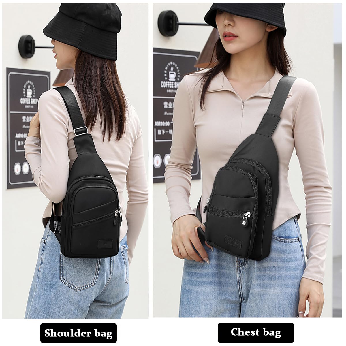 PALAY Shoulder Bag Crossbody Bag Unisex Nylon Crossbody Bag Multi Layer Travel Crossbody Bag for Working Shopping Hiking Travel