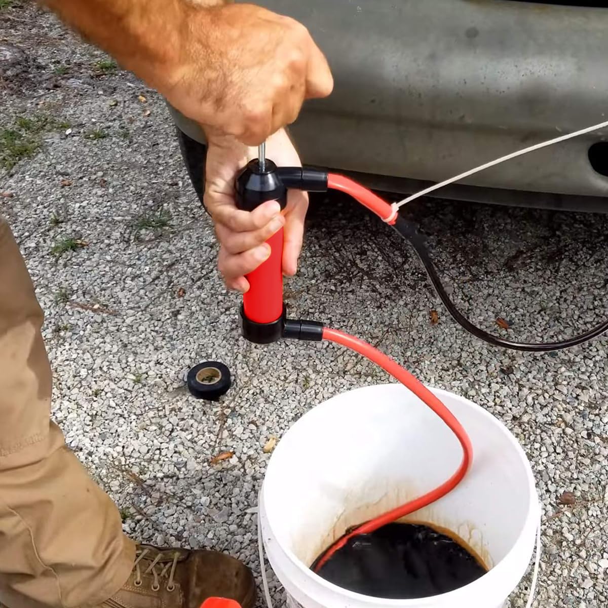 STHIRA Fuel Pump Fuel Injector 2 in 1 Fuel Pump Manual Air Pump with Interchangeable Fuel Hoses, Airline Hose, Air Valve Connector, Adapters & Nozzle Multi Purpose Manual Fuel Pump for Fuel Transfer