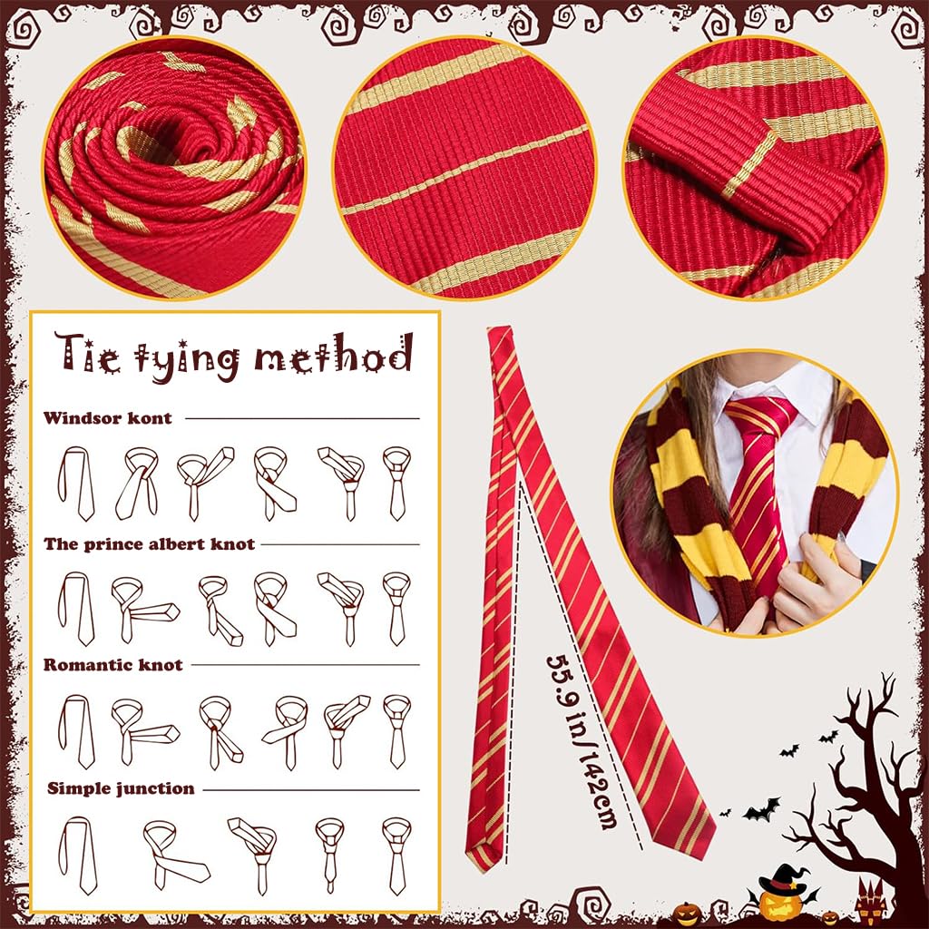 PATPAT Wizard Costume Robe Set Cosplay Costumes for Women Men School Magic Wizard Cloak with Harry Potter Wands, Tie & Glasses for Adult Teens, Suggest Height 170-175cm