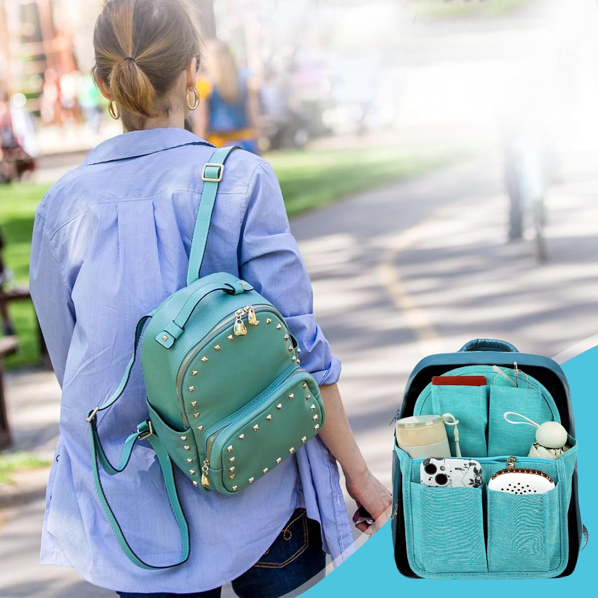 PALAY Folding Backpack Insert Organizer Travel Open Organizer Multi Compartment Bag Inside Shower Caddy Toiletries Organizer Divider Insert Organizer for for Gym Bag, Rucksack, Luggage