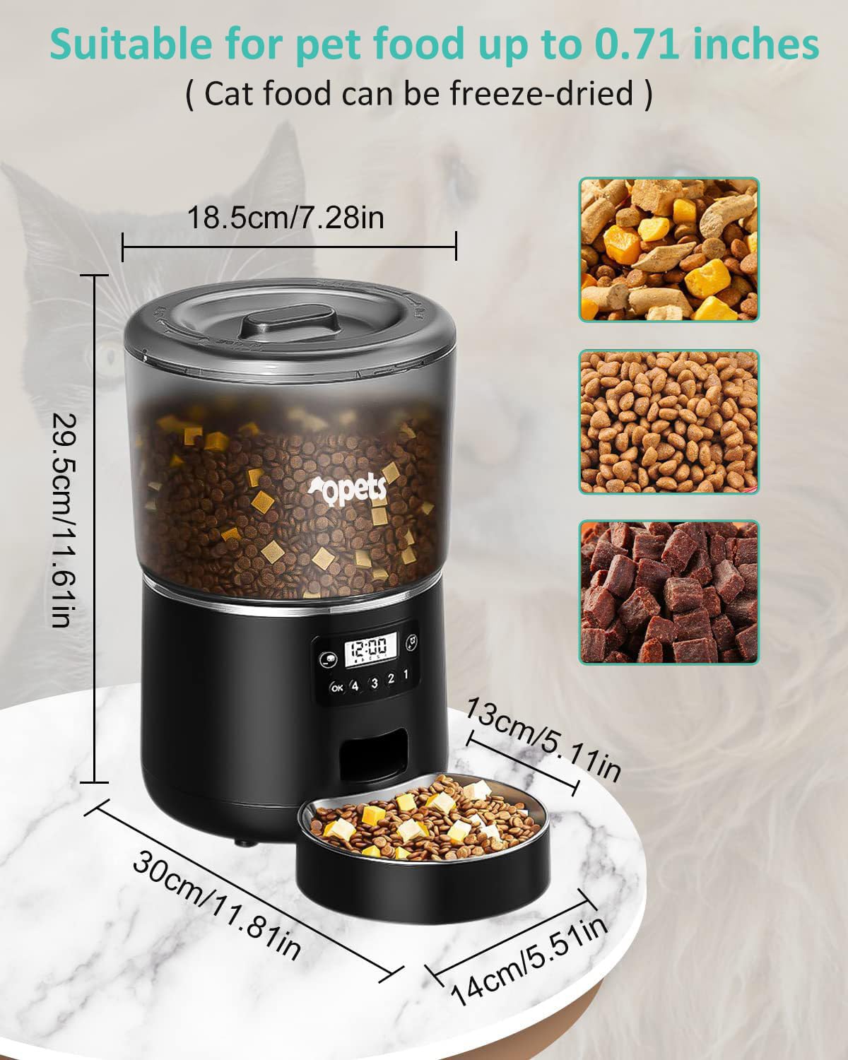 Qpets 6L Dog Automatic Feeder, Auto Pet Feeder for Medium Large Dogs Cats with Timeable, Quantition Timed Cat Food Dispenser with Caring Voice Recording Function Dog Food Bowl Automatic Pet Feeder