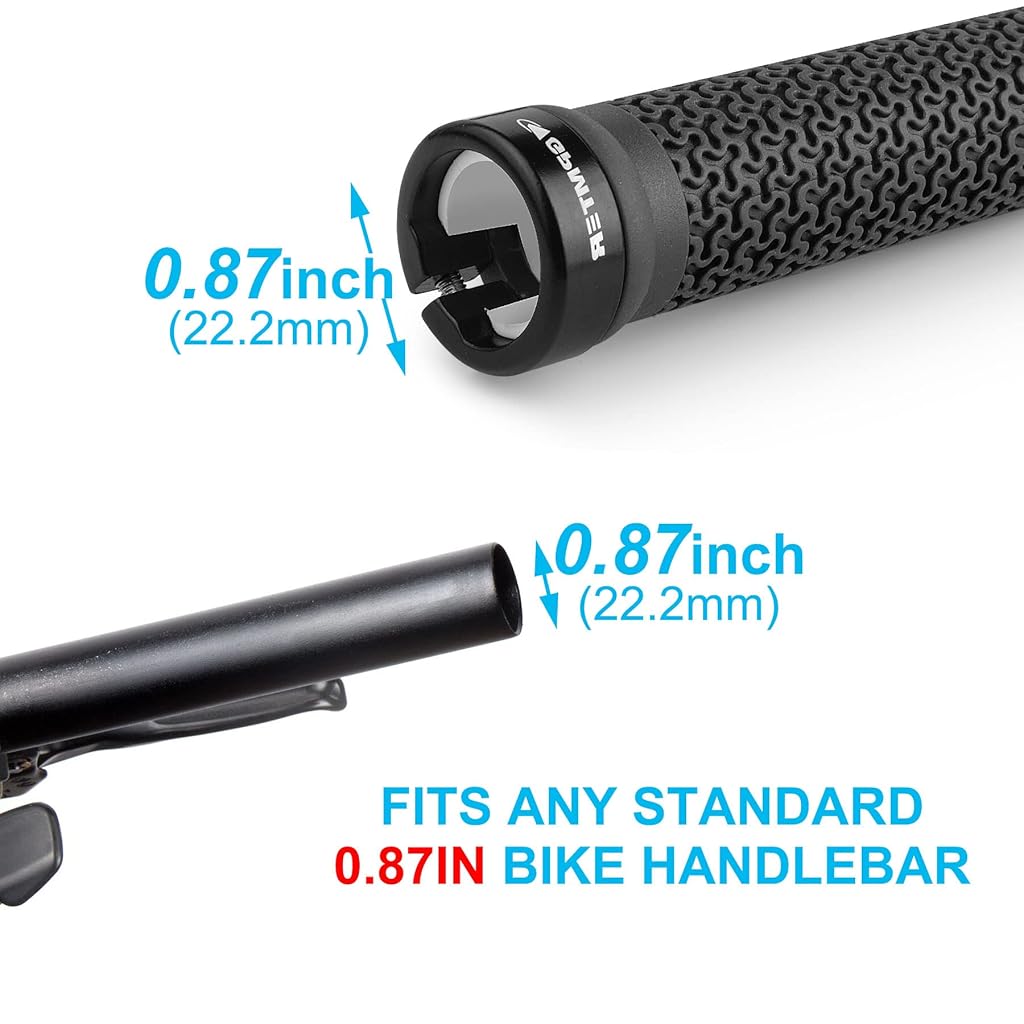 Proberos® Bike Handlebar Grips, Single Lock on Bicycle Handle Bar, for BMX, Mountain, MTB, Beach Cruiser, Scooter, Folding Bike, Soft Non-Slip-Rubber Hand Grip Comfortable Ergonomic-Black