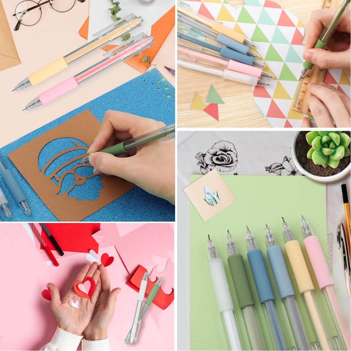 HASTHIP 6Pcs Craft Cutting Paper Pen Cutter Tool, Precision Paper Cutter Pen, Cartoon Pattern Student Utility Pen with Pocket Clip Cartoon Pattern Student Utility Cutter Pen for DIY Scrapbooking Art