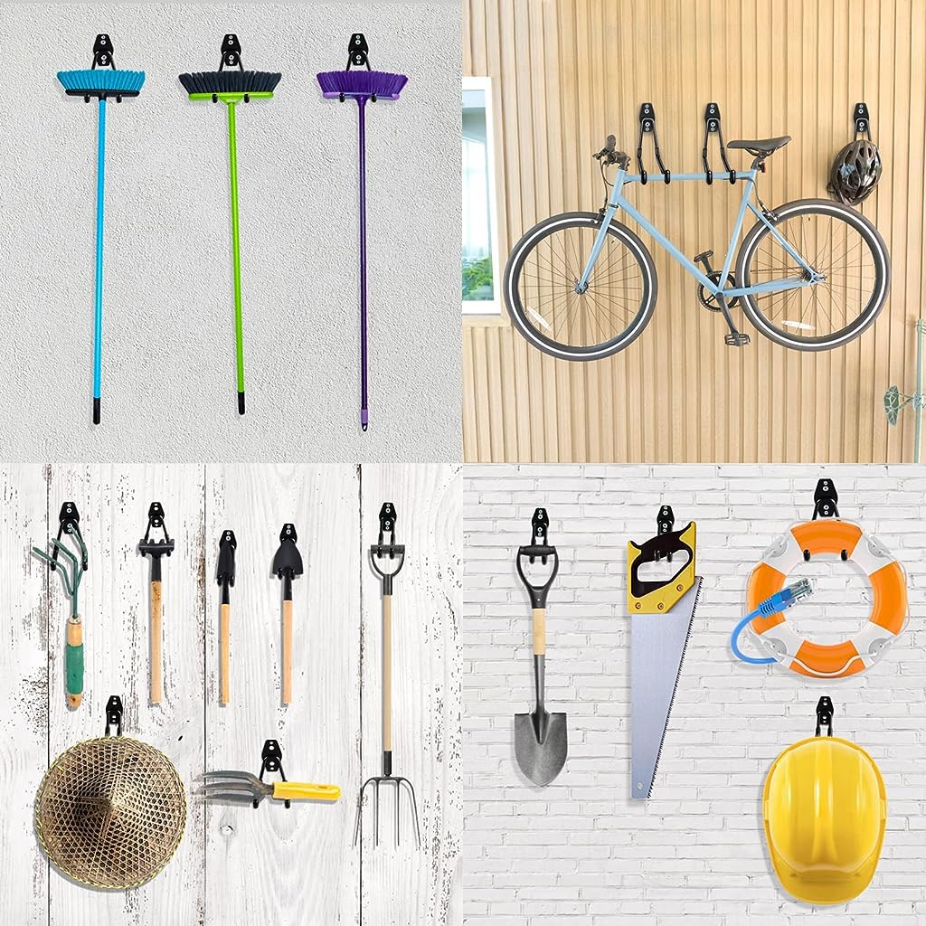 Serplex 4 Pack Garage Hooks Garage Storage Utility Hooks Garage Garden Tool Organizer eavy Duty Wall Hook Steel Wall Mount Hooks Steel Garage Storage Hooks for Organizing Garden Tool, Power Tools