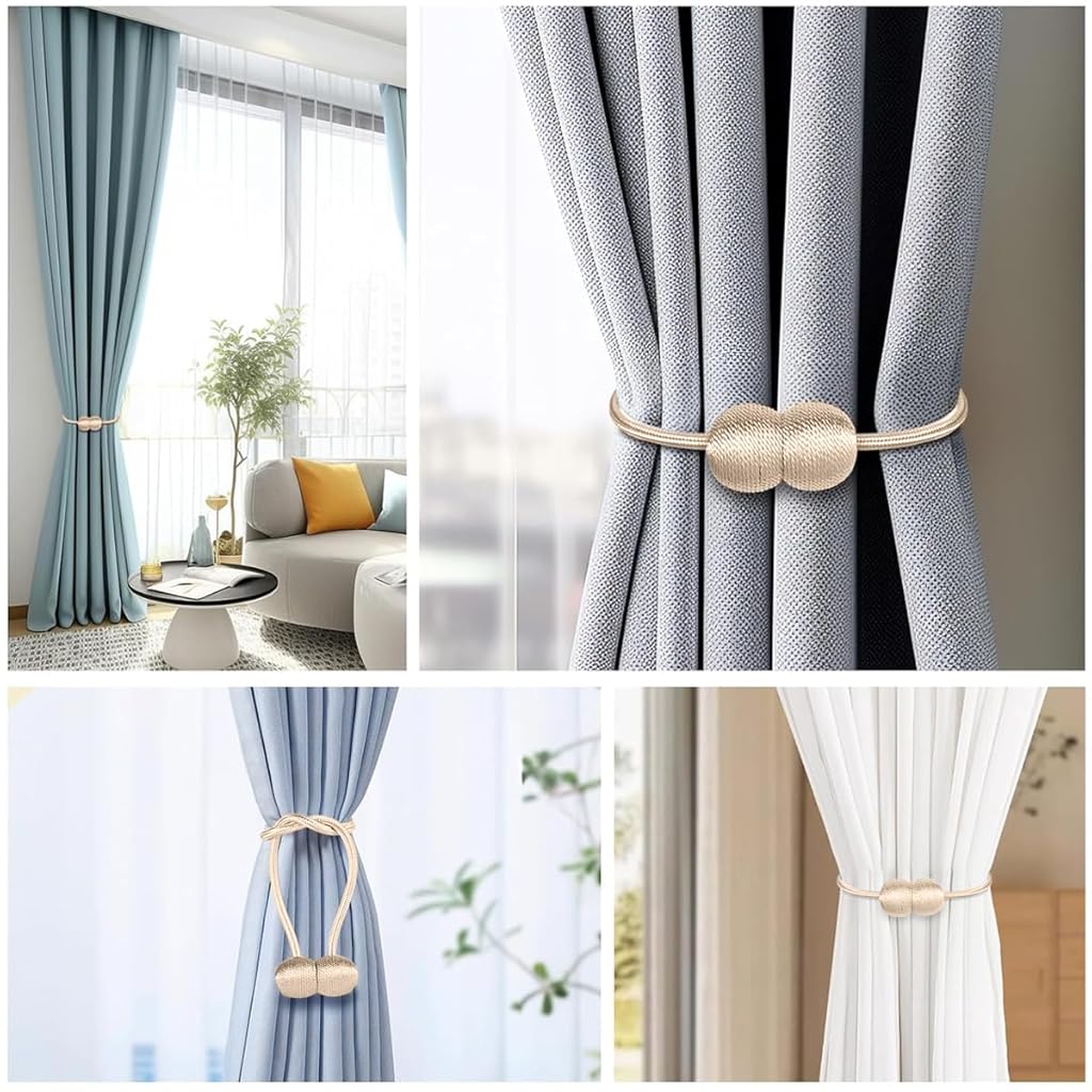 HASTHIP 10Pack Magnetic Curtain Tiebacks Curtain Tiebacks Buckles Holdbacks Holders Hooks Clip for Home Outdoor Bedroom Office Decorative Curtain, Beige