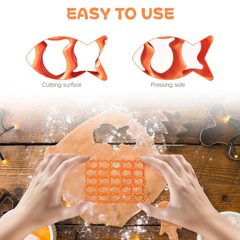 HASTHIP Fish Biscuit Cutter Mold Cookie Cutter 25 Cavities Creative Fish Shaped Biscuit Molds Kitchen Cookie Cutter Biscuits Cutter Mold