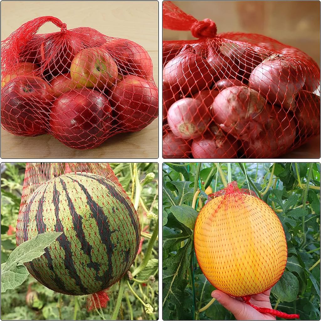 HASTHIP 100pcs 40cm Packing Net for Watermelon, Fruit, Vegetables, Toys, Seafood, Multipurpose Reusable Melon Mesh for Trellis Vertical Garden Growing