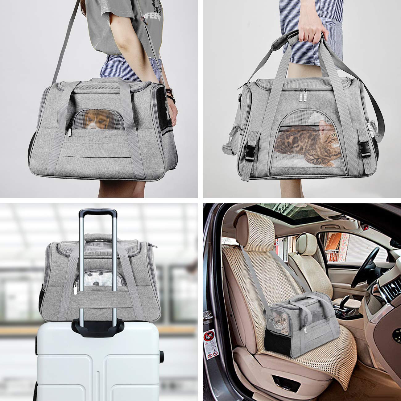 Qpets Travel Cat Bag Carrier Backpack Pet Carrier Breathable Pet Carrier Comfortable Pet Carrier Cat Carrier Bag Dog Carrying Bag with Soft Pad for Small Dogs Cats