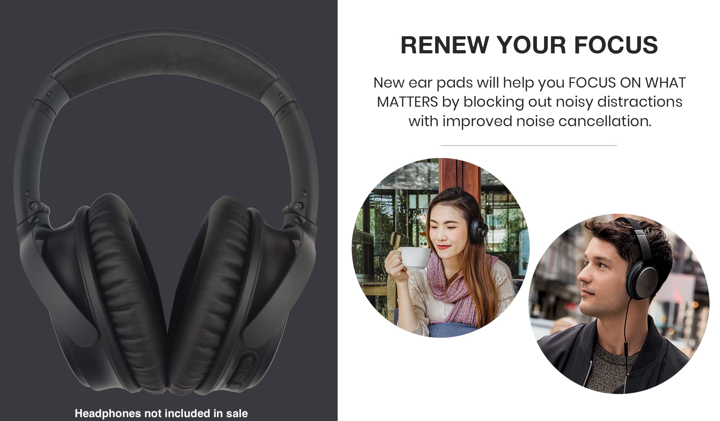 ZIBUYU Ear Pads Replacements Professional Ear Pads Cushions Replacement for Bose Quiet Comfort 35 (Bose QC35) and Quiet Comfort 35 II (Bose QC35 II) Over Ear Headphone Cushion Pad (Black) - 1 Pair