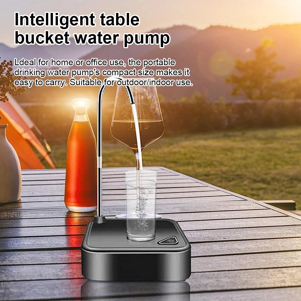 HASTHIP Water Dispenser for 20 Litre Bottle, Electric Water Bottle Dispenser Water Can Dispenser for 5 Gallon Desktop Water Bottle Pump with Tray, Rechargeable Water Pump Dispenser for Camping Kitchen Office