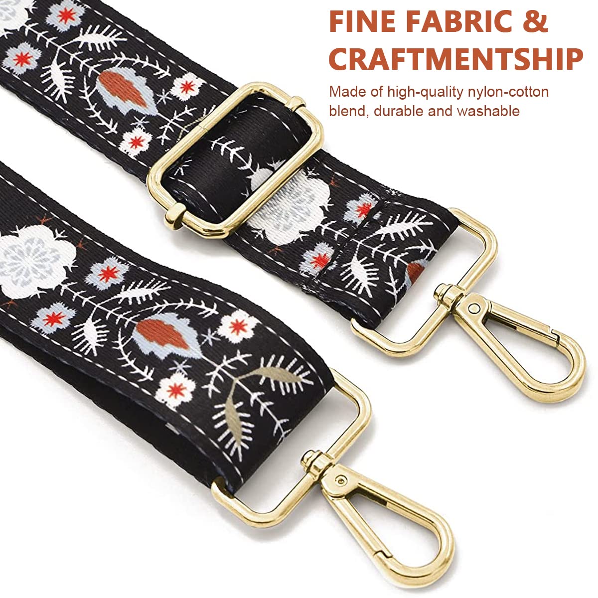 PALAY Shoulder Strap for Travel Bags Retro Jacquard Embroidery Wide Exotic Adjustable Crossbody Strap for Handbag