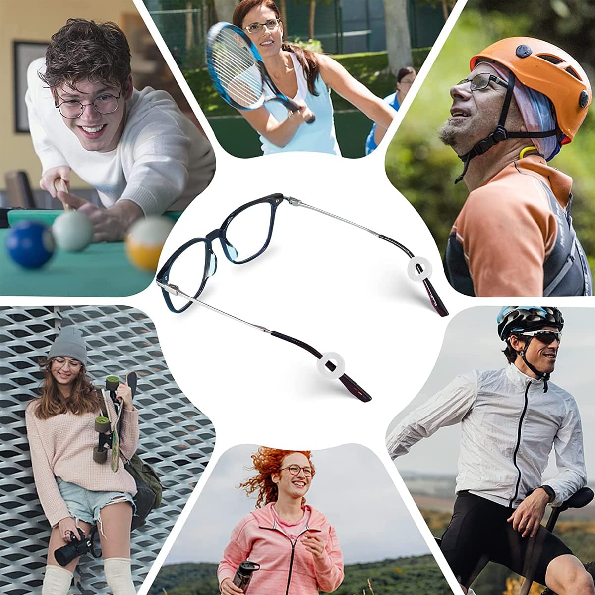 HASTHIP 10 Pairs Glasses Ear Grip Silicone Eyeglasses Temple Tip Sleeve Retainer Holder, Comfort Anti-Slip Glasses Retainers for Spectacle Sunglasses Reading Eyewear (Black+Clear)