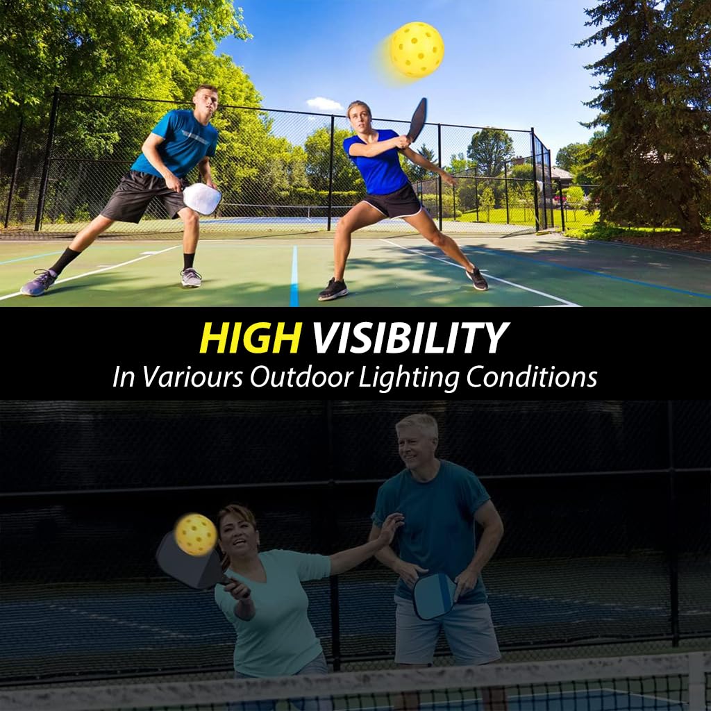 Proberos 4Pcs Outdoor Pickleball Balls 74mm Diameter Pickleball Balls Hard PE 40-Hole Pickleball Balls High Elasticity and Durable Outdoor Pickleball Balls
