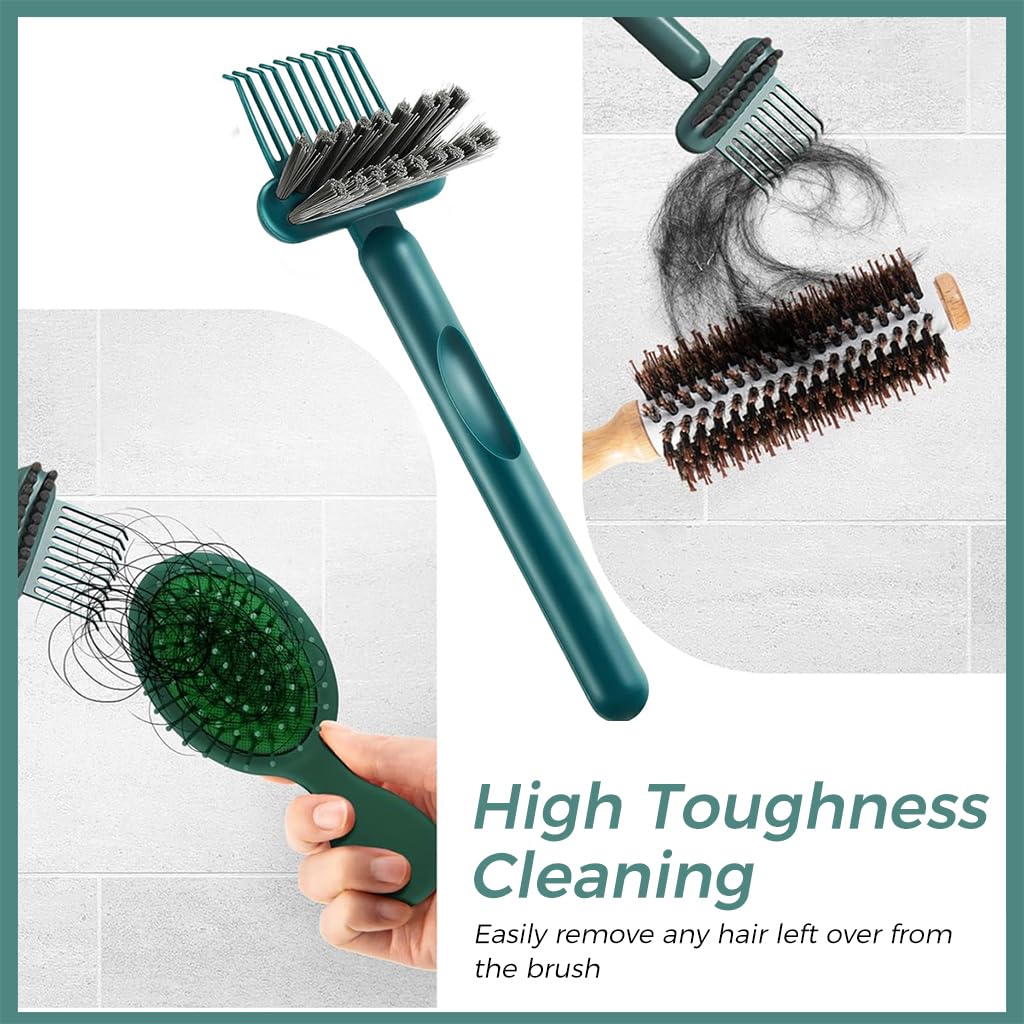 ZIBUYU Comb Cleaning Brushes Professional Soft Brush for Hair Remover 2-In-1 Design Mini Comb Hair Cleaner Tool, Easy to Use Hair Brush Cleaning Tool, Hair Brush Cleaner for Removing Hair & Dust - 2