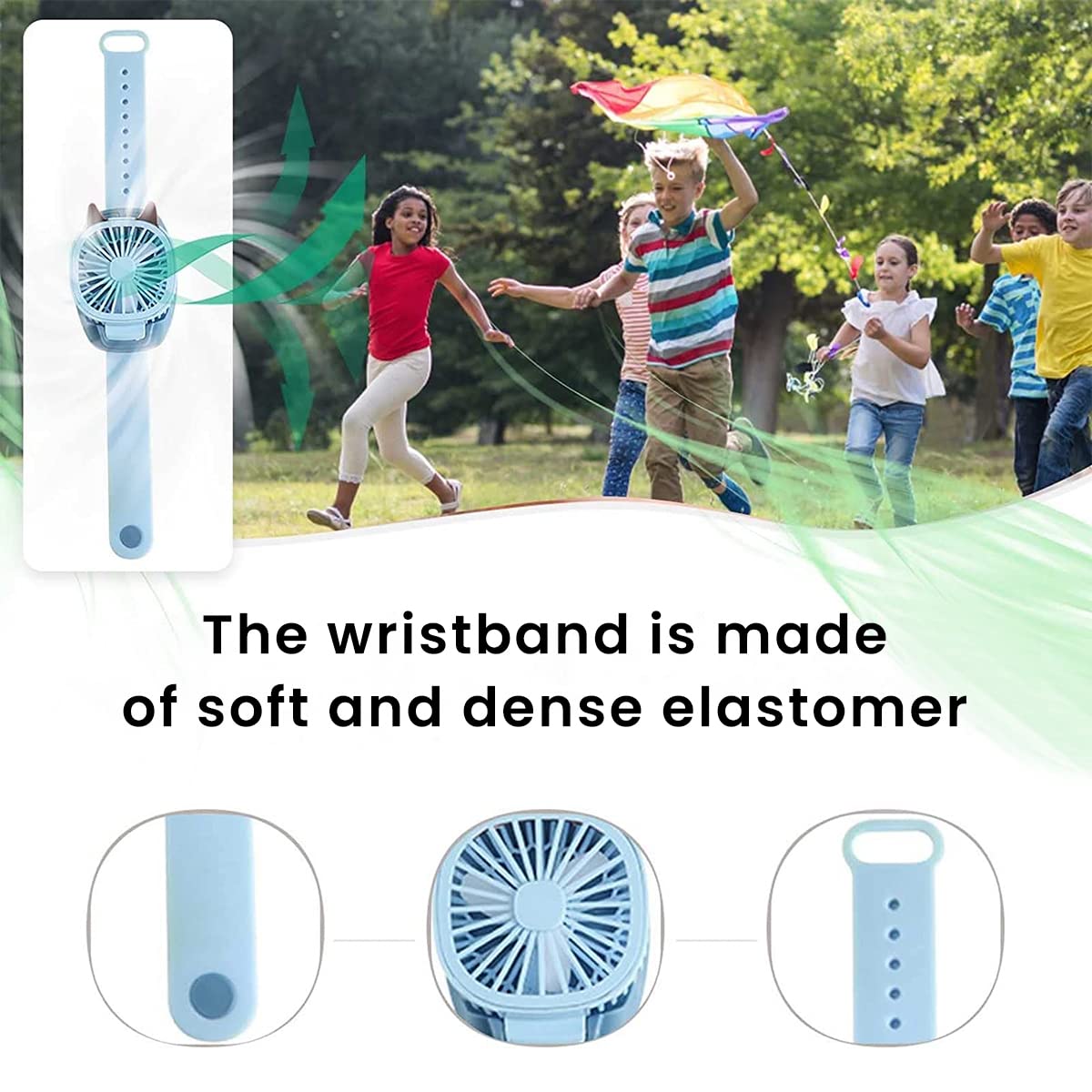 ZORBES Folding Wrist Mini Fan for Kids, Rechargeable Fan Mini Portable Fan Smart Watch for Kids, 7 Color Mini Hand Fan with 3 Gear Speed Electric Fan Watch, Mini Fan Charging Fan USB Rechargeable