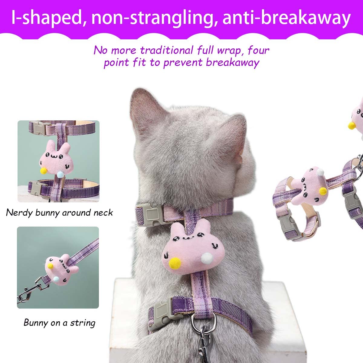 Qpets Cat Harness with Leash, Outdoor Cat Leash with Harness with Quick Release Buckle Adjustable for Small Medium Cats, Lightweight Soft Walking Travel Petsafe Harness(Size: S)
