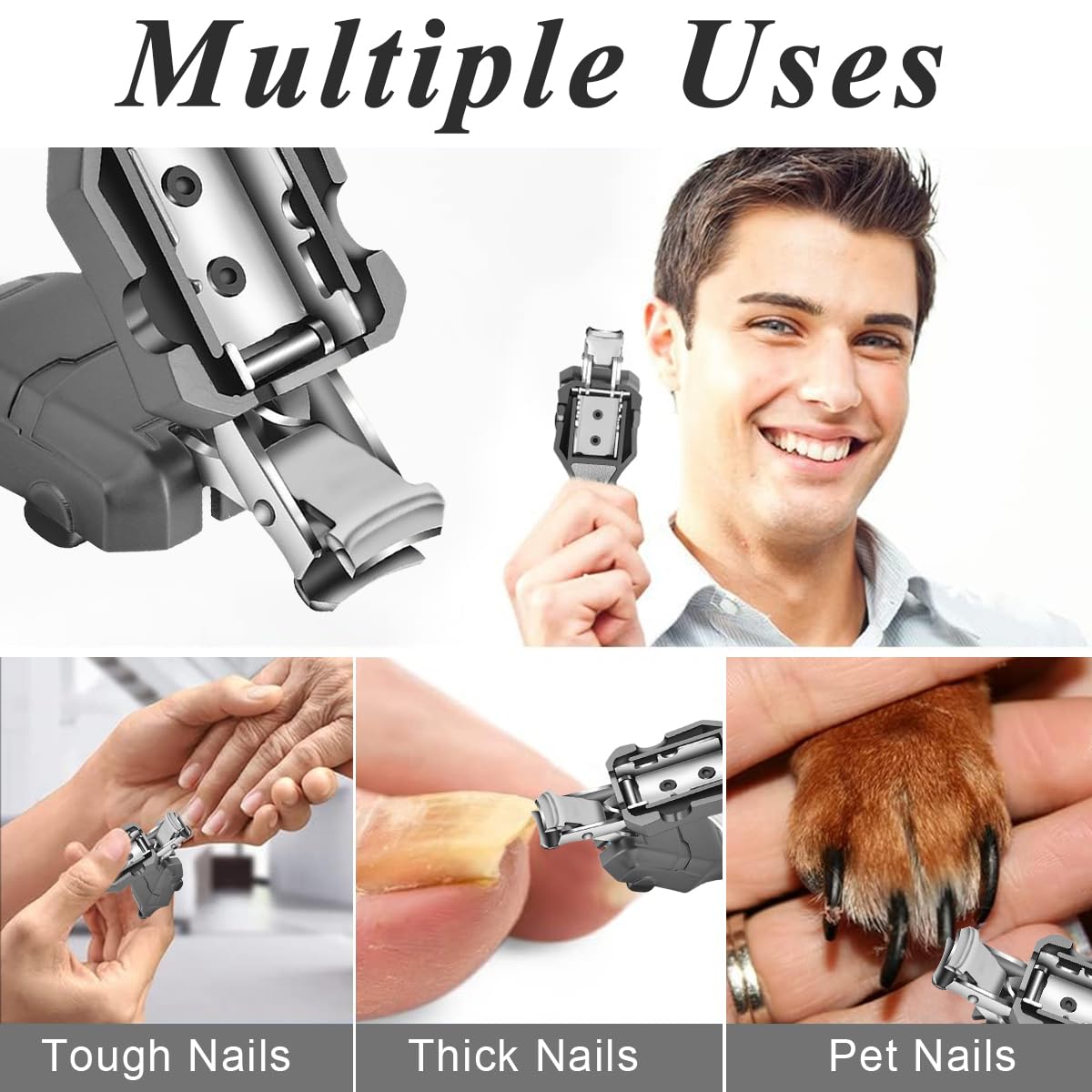 MAYCREATE Folding Nail Clipper with Filer Heavy Duty Nail Clipper for Thicken Nail Travel Nail Trimmer with Key Chain & Storage Box Creative Design Nail Cutter