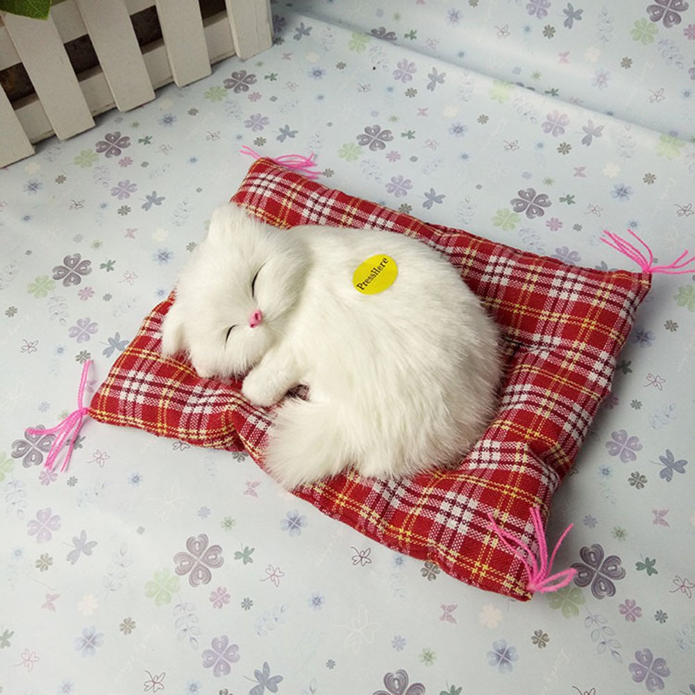 PATPAT Plush, Cotton, Faux Animal Fur Sleeping Cat Stuffed Toy Press Simulation Sound Animal Cute Doll, Multicolour