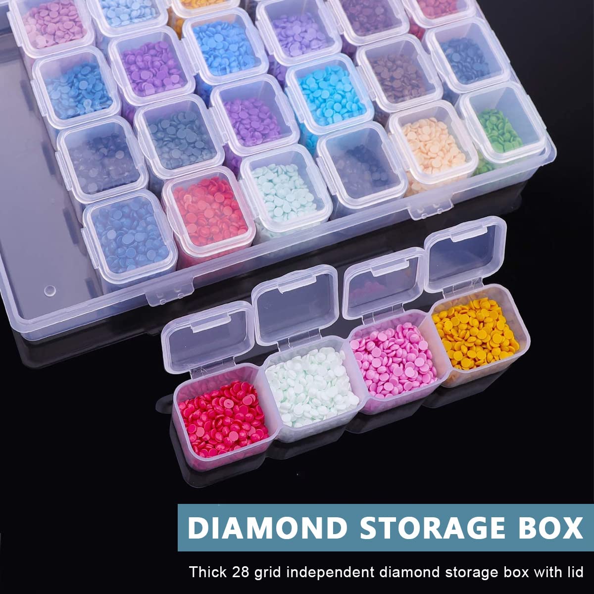 HASTHIP 5D DIY Diamond Painting Tools and Accessories Kits with Diamond Painting Trays and 4 Pens, Diamond Roller, 28-Grids Diamond Organizer, Diamond Art Painting Tool Kit (Without Diamonds)