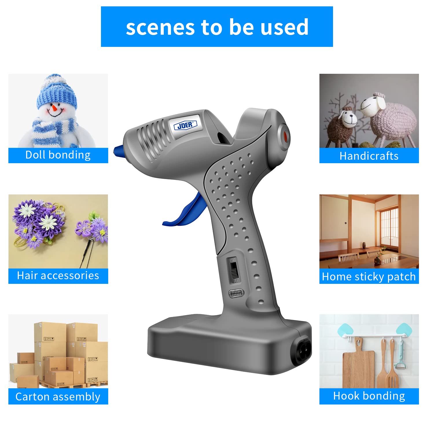 HASTHIP Glue Gun, 90S Fast Preheating Leakage Proof Hot Glue Gun, Plug & Play/Battery Powered (4*Aa) Dual Mode Glu Gun With 3 Stickers For Quick Repairs, Arts Crafts, Diy And Festival Decorations