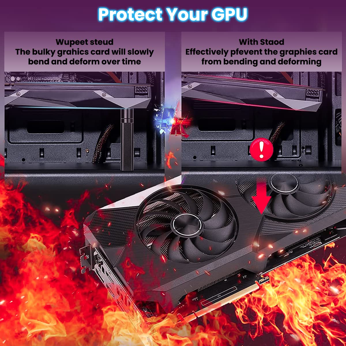 ZORBES Graphics Card Bracket, Aluminum Alloy Graphics Card Holder Bracket, GPU Stand. Adjustable Height Graphics Card GPU Brace Support Video Card Sag Holder Bracket Support Desktop Computer PC