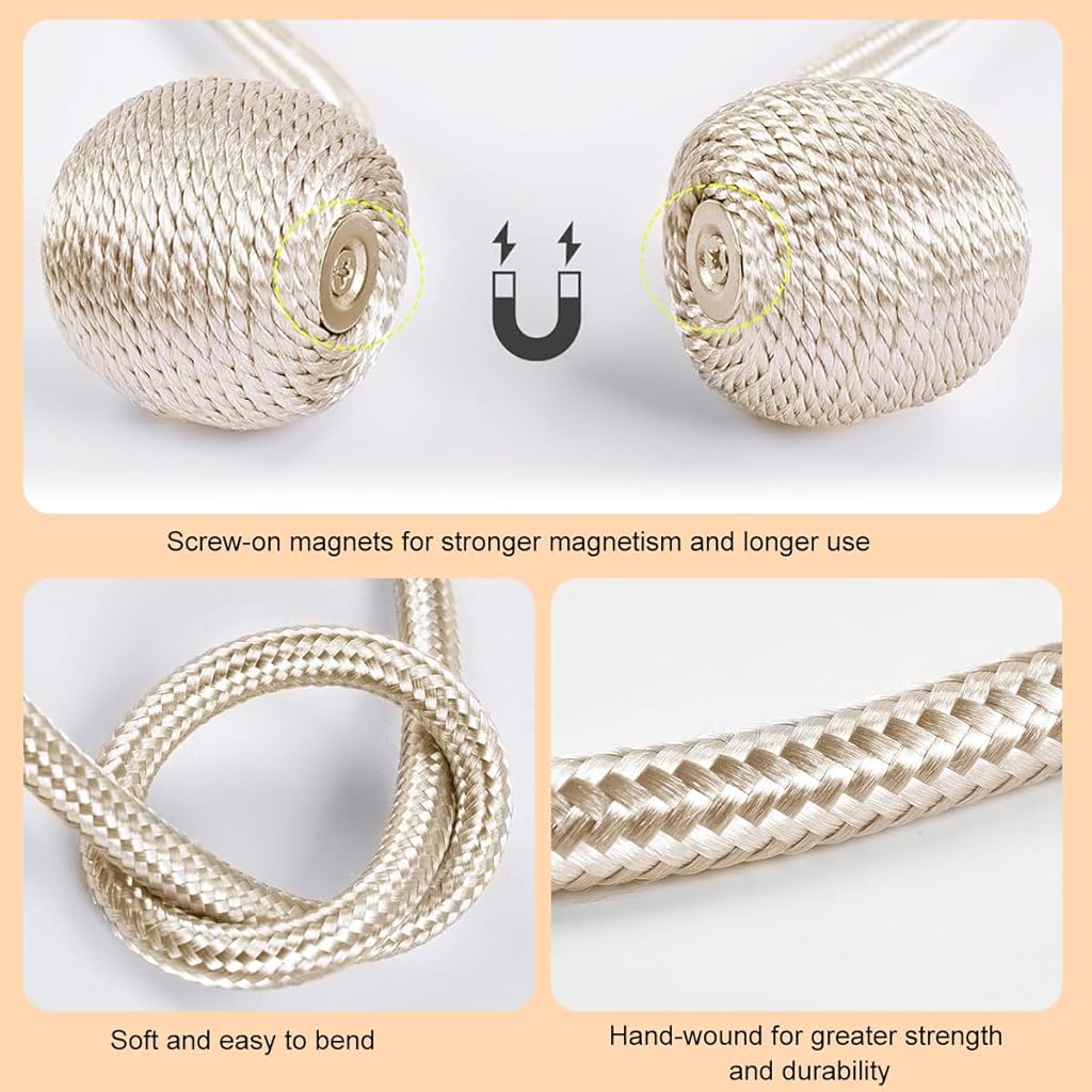 HASTHIP 10Pack Magnetic Curtain Tiebacks Curtain Tiebacks Buckles Holdbacks Holders Hooks Clip for Home Outdoor Bedroom Office Decorative Curtain, Beige