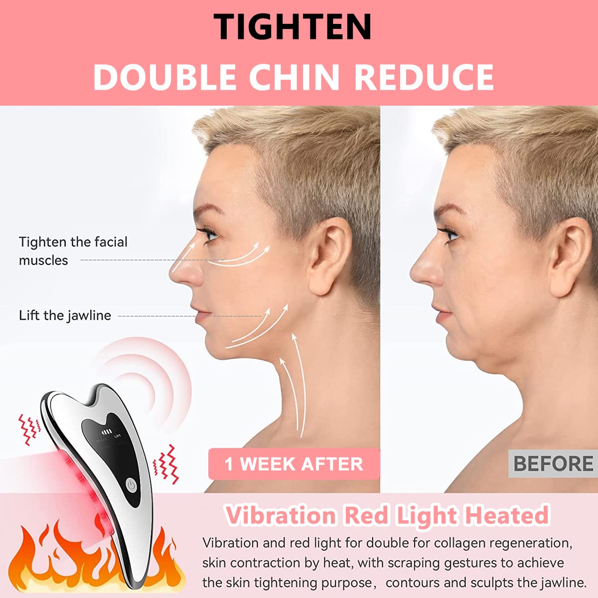 HANNEA Electric Gua Sha Face Massager Neck Massager Electric Gua Sha Tool with 4 Modes for Face Lifting Anti-Aging & Wrinkles, Dredge Lymph Tighten Facial Contour, Remove Double Chin