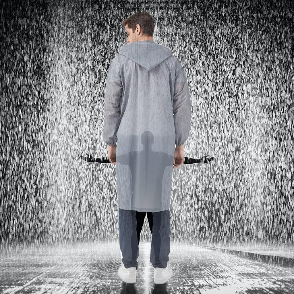 Optifit 2 Pcs Reusable EVA Raincoats with Hood Unisex Rain Ponchos Hooded Raincoat for Camping, Hiking, Music Festival & Outdoor Activities (Grey)