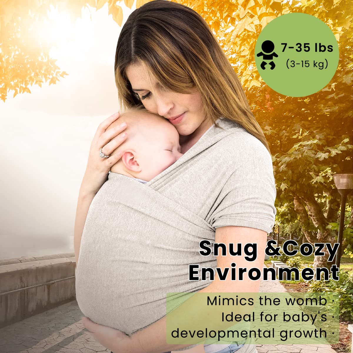 SNOWIE SOFT Baby Wrap Carrier - All in 1 Original Breathable Baby Sling, Lightweight, Hands Free Baby Carrier Sling, Baby Carrier Wrap, Baby Carriers for Newborn