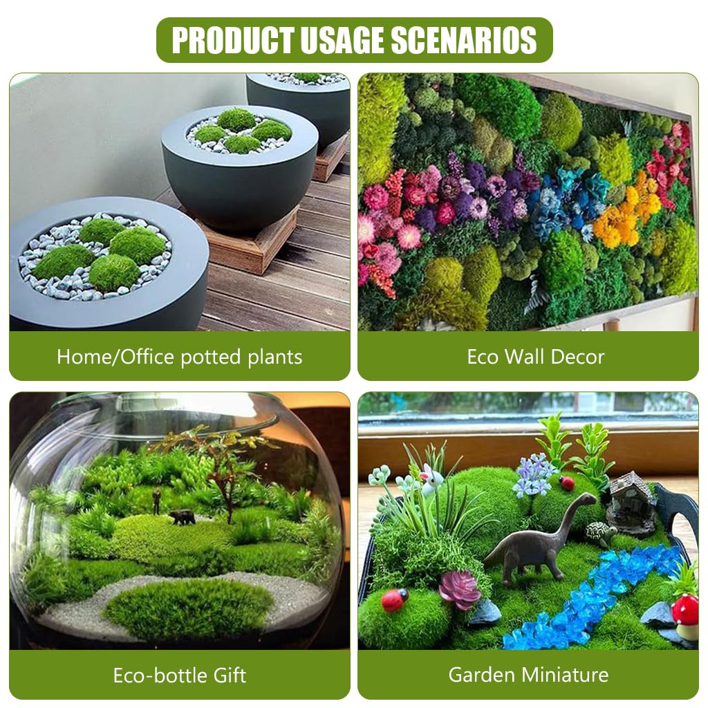 HASTHIP 12pcs Small Artificial Moss Cobblestones Assorted Shaped Decorative Green Moss Covered Stones for Plant Pots