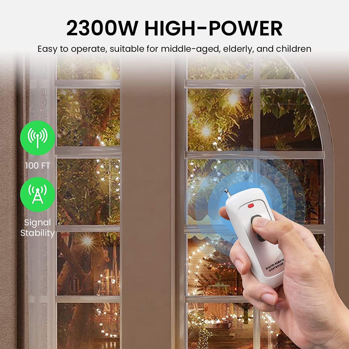 Serplex Remote Control Socket Wireless Electrical Outlet Plug Socket Power Outlet to 3/2-prongs Socket, Smart Socket for Lights, Lamps, Fans, 100ft RF Range, Remote Socket Set, 1 Remote + 1 Outlet