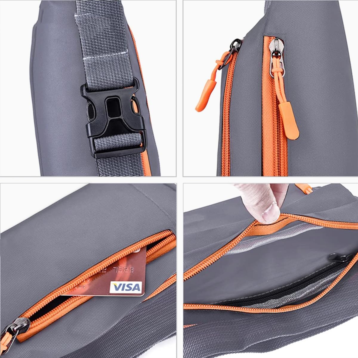 GUSTAVE Waist Bag for Men, Stylish Chest Bag for Men Women, Small Fanny Pack, Waterproof Nylon Waist Pack for Outdoor Hiking, Running, Travel
