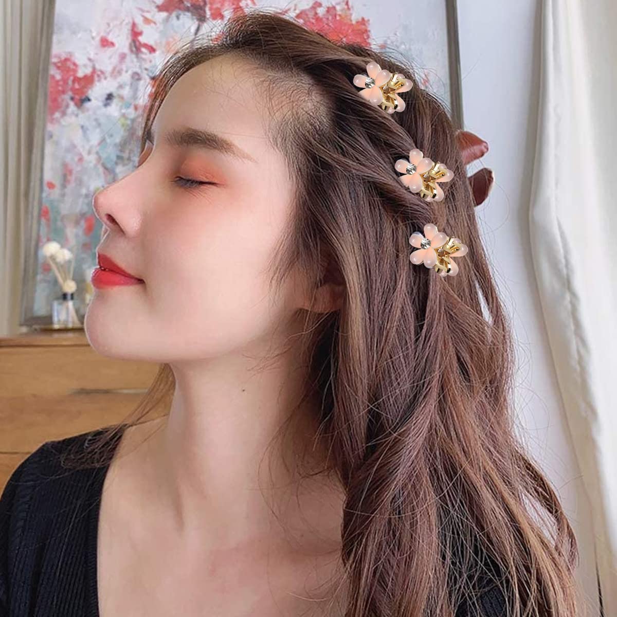 PALAY Mini Hair Clips for Women Claw Hair Clips for Girls Decorative Hair Accessories (Multi C)