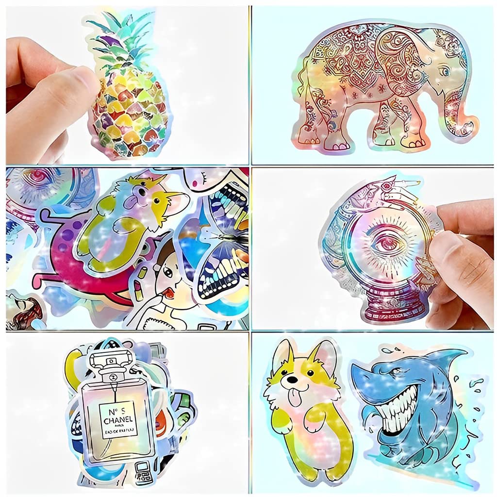 HASTHIP Holographic Sheet Self Adhesive Vinyl Sticker Photo Paper, Printable Laser Printing Paper A4 Waterproof Strong Foil Adhesive Backed Holo Vinyl for Inkjet Laser Printer -20 Sheets
