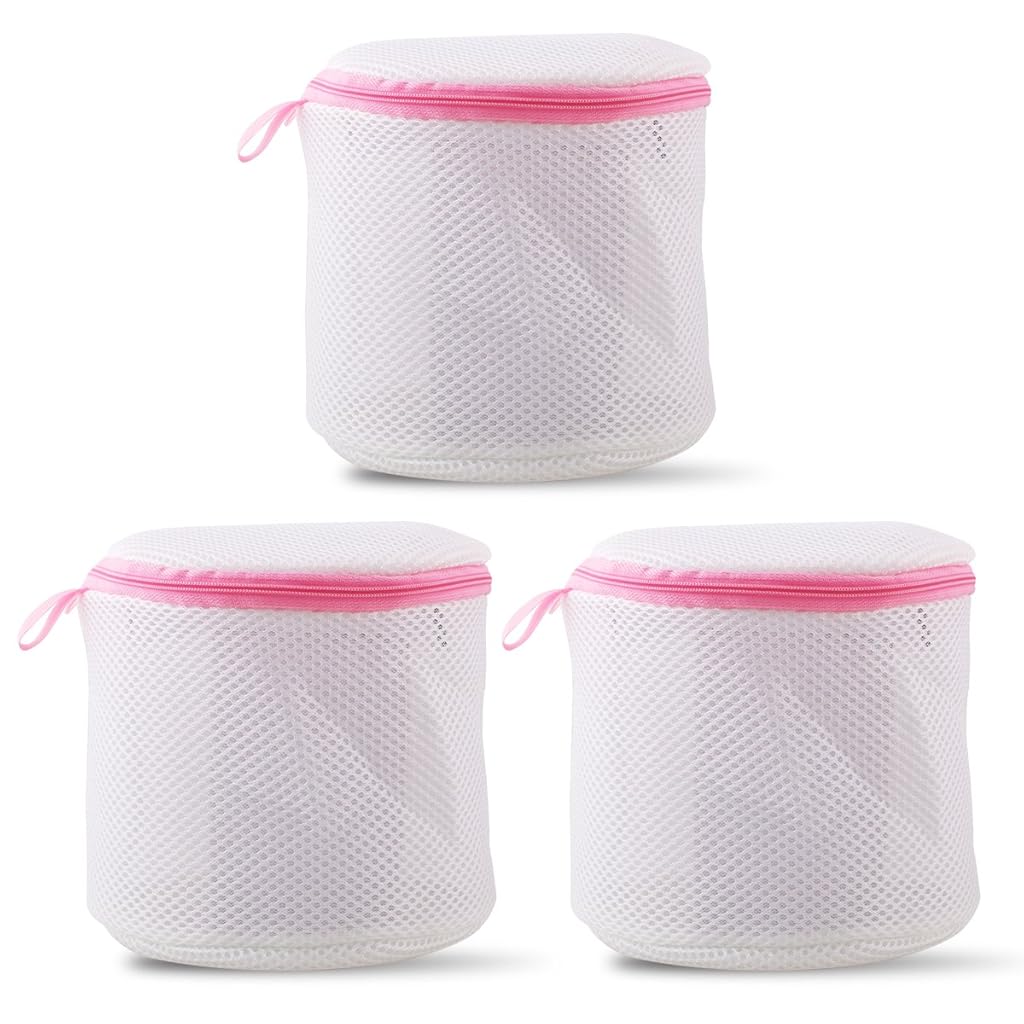 ZIBUYU® Bra Laundry Bag with Zips for Delicates, Mesh Wash Bag for Lingerie, Underwear, Blouses, Baby Clothes, Hosiery, 1 Pc White, Durable Reusable Polyester, Protects Garments in Washer & Dryer
