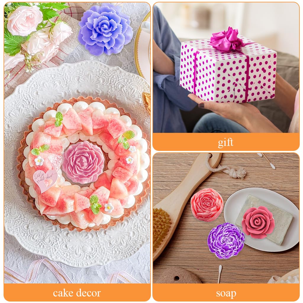 ZIBUYU 1 Pack Flowers Silicone Candle Molds Silicone Resin Molds for DIY Cake Candy Wax Chocolate Soap Concrete Candle Molds