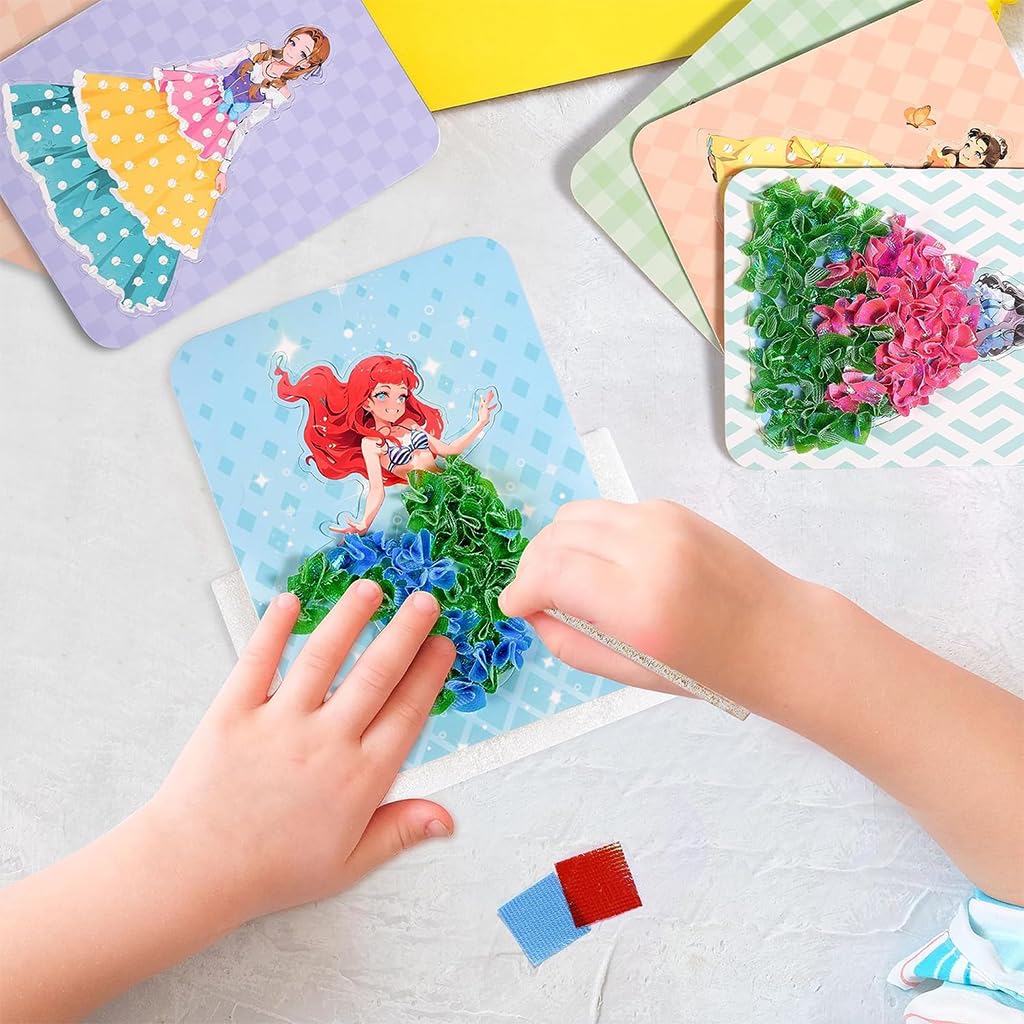 PATPAT DIY Art Painting Kit Paper Art Set of 12Pcs Princess Theme Girls 3D Dressing Painting Kit Kids Hands-on Art Craft Kit for Kids 3-6 Years Old Gift for Kids