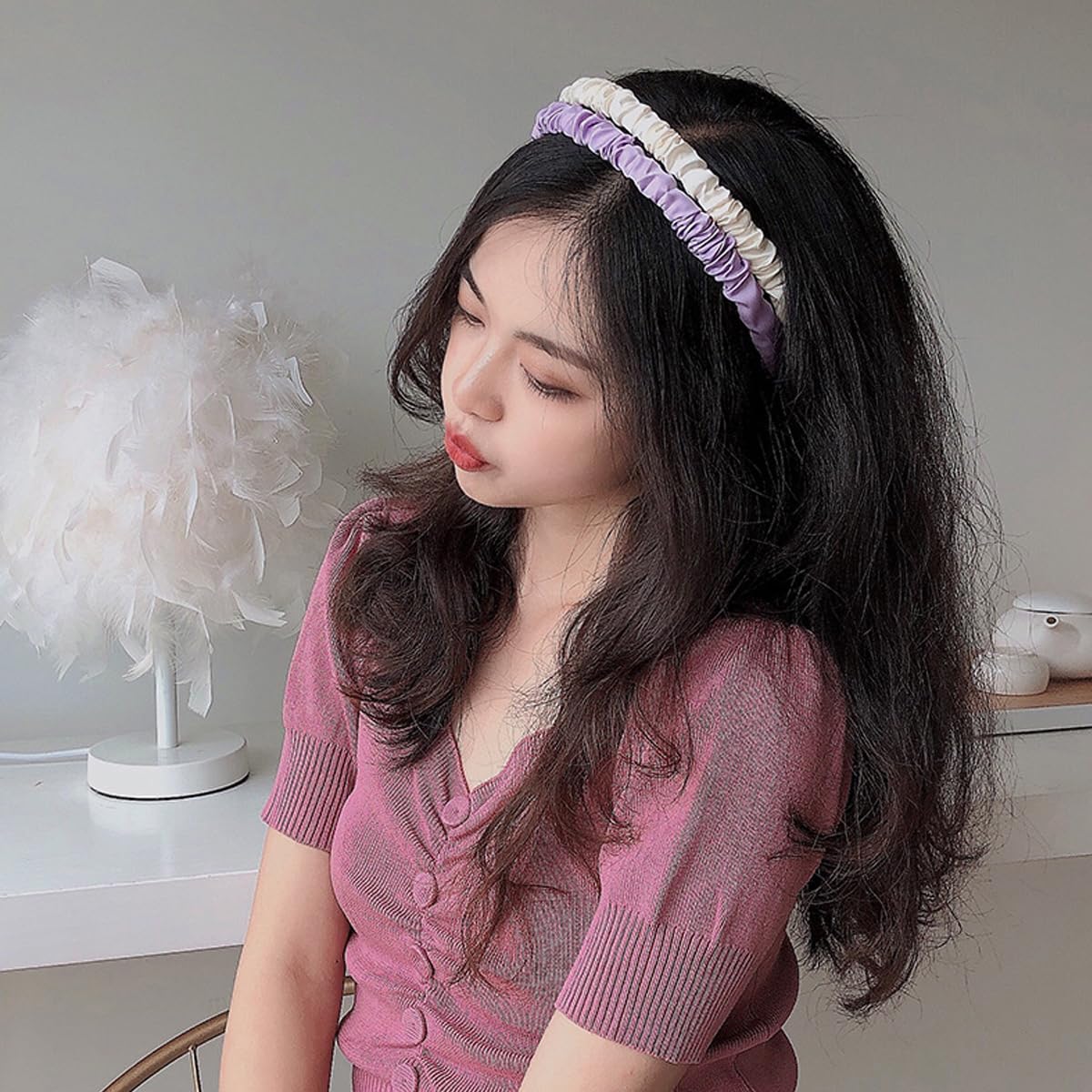 PALAY 7pcs Headband for Women Different Designs Headband for Girls Twisted Pearl Floral Hair Bands Stylish Non-slip Headbands Set Gift