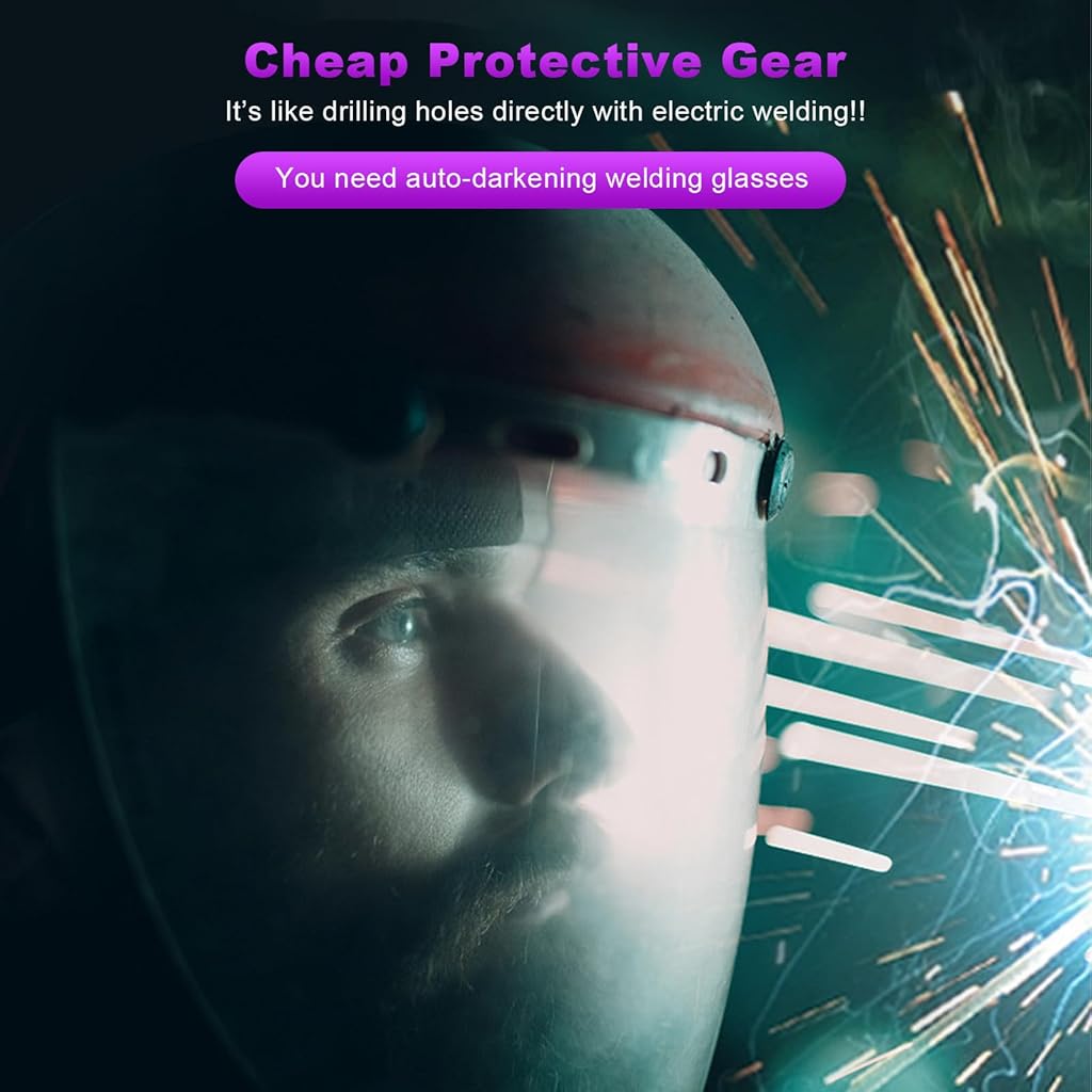 Serplex Welding Goggles, Solar Powered Auto Darkening Welding Glasses with 10 Replacement Lens Anti-glare Safety Protective Welder Glasses for Electric Work, Grinding