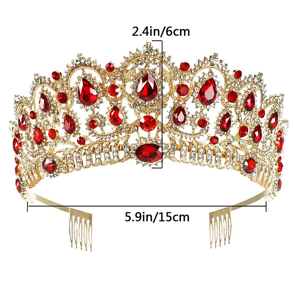 GUSTAVE Women Luxurious Crystal Rhinestone Bridal Princess Crown Headpieces Tiara Accessory with Comb for Girls