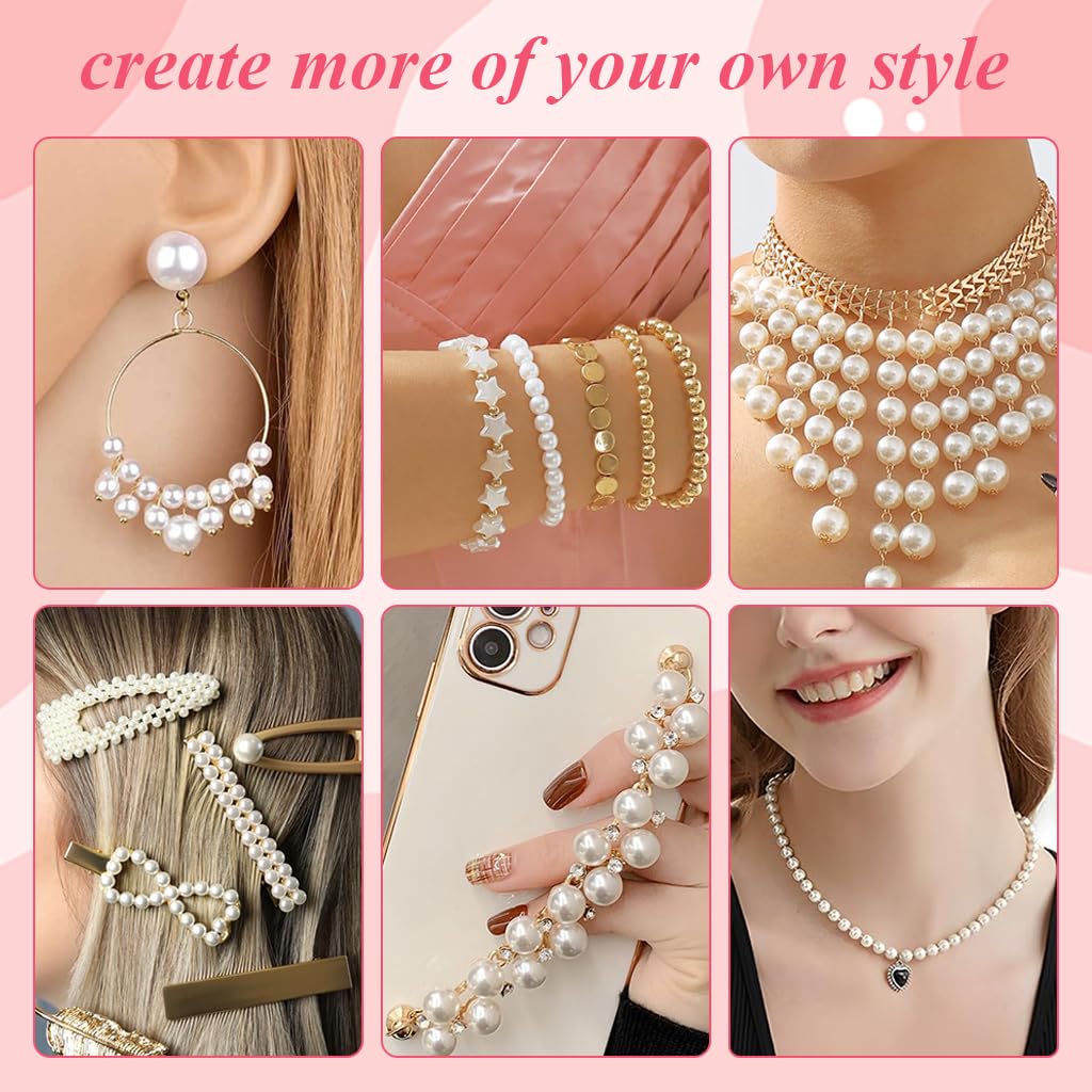 PATPAT 720Pcs DIY Bracelet Necklace Making Beads Kit for Kids and Adults Mermaid Themed DIY Jewelry Making Pearls Beads Spacer Beads Assorted White Beads, Charms, Accessories, With Storage Box