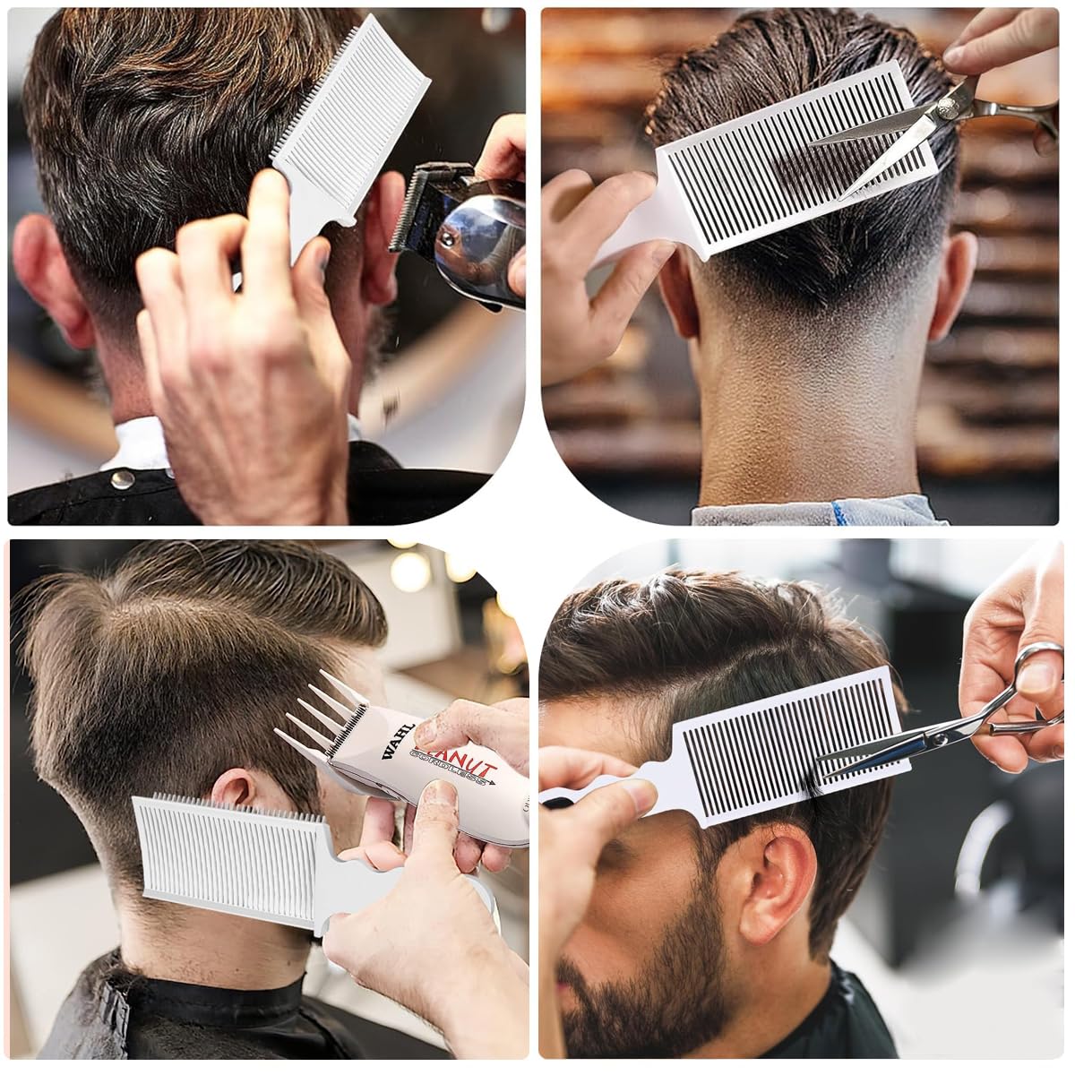 MAYCREATE Barber Fade Comb for Men, Barber Clipper Fading Comb, Professional Hair Cutting Haircut Comb, Heat Resistant Flat Top Salon Styling Tools - White