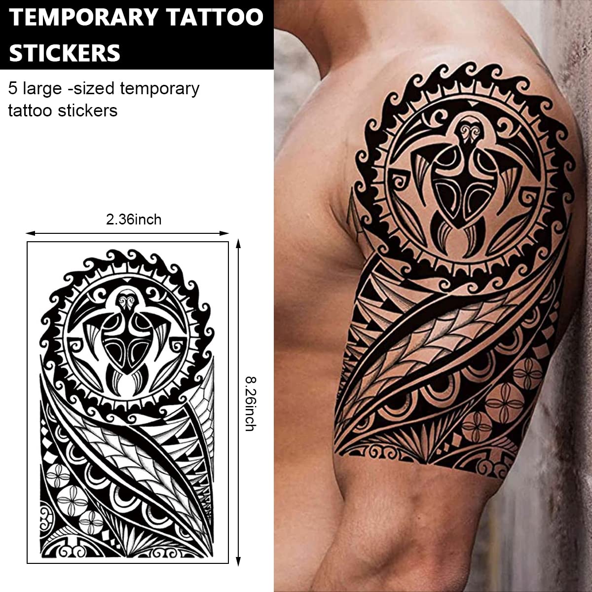MAYCREATE 35 Sheets Temporary Tattoo Sticker For Men Black Tatto Sticker Beast on Arm Waterproof Large Tattoo Stickers Assorted Tatto Sticker