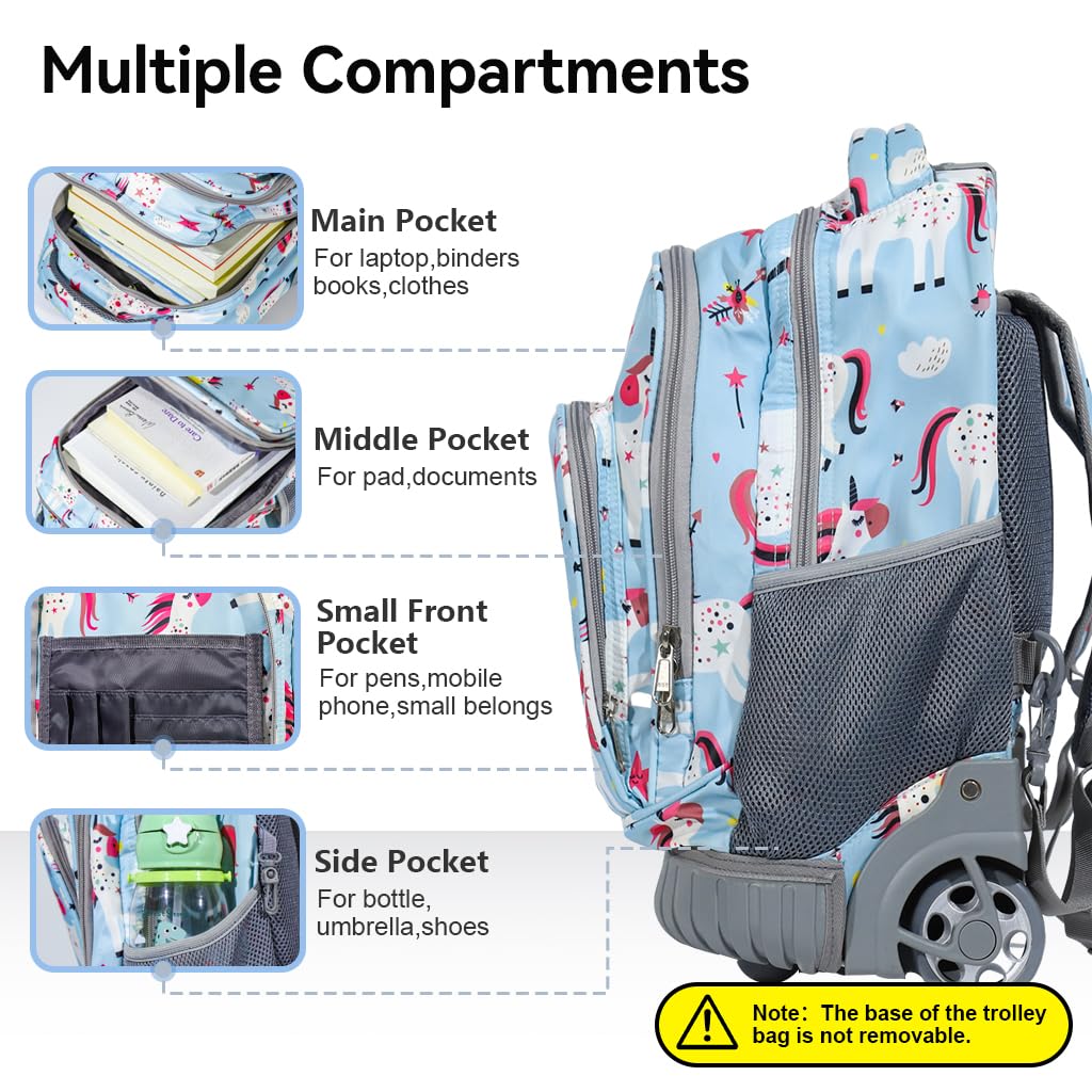 PALAY School Bag for Girls Stylish 18 inches School Bags With wheels School Backpack for Kids Boys Trolley for School Bag, Travel, Camping
