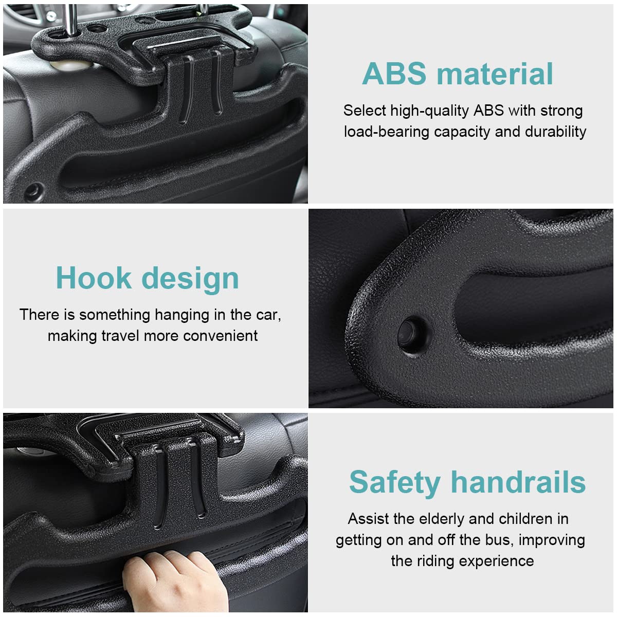 STHIRA Car Back Seat Hook, Car Back Seat Headrest Hanger Holder Storage Hook Organizer, Car Headrest Hanger Hooks Grab Bar Handle Holder for Clothes, Tower, Hangbag, Backpac, Coat, Car Interior Accessories