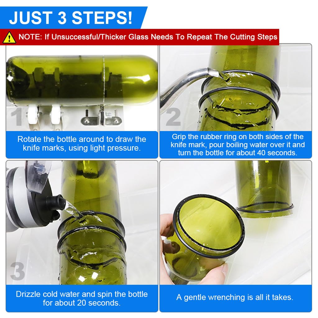 Serplex Glass Bottle Cutter Glass Cutting Tool Kit for DIY Craft Stainless Steel Glass Bottle Cutter Universal Glass Bottle Cutter for Various Glass Bottle (Only for Round Bottles)