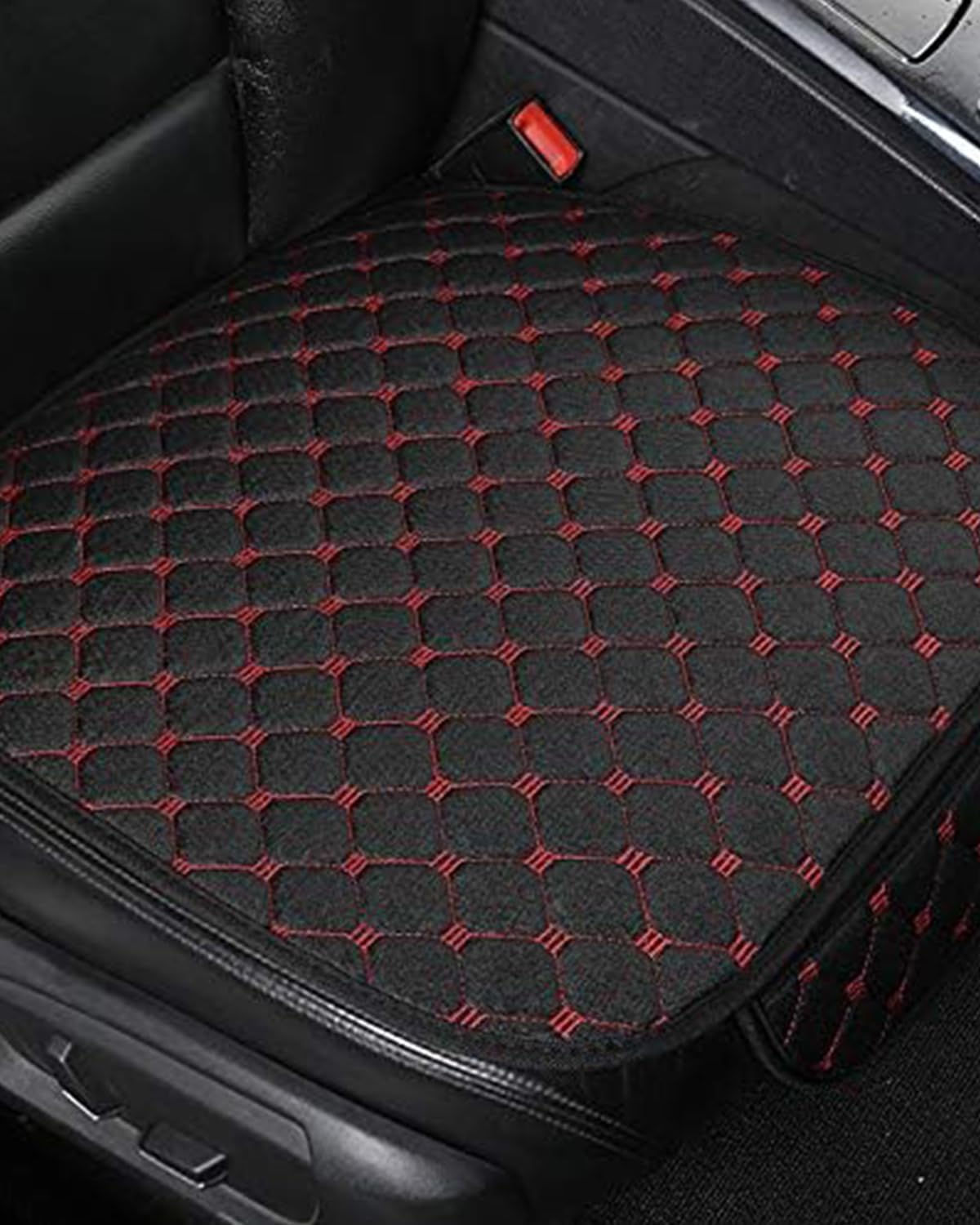 STHIRA 3Pcs Car Seat Covers Linen Breathable Front Seat Cushion Mat Fashion Car Seat Cover with Storage Pouch Long Rear Seat Cover Anti-Slip Car Seat Cover Anti-Scratches Car Seat Protector Liner